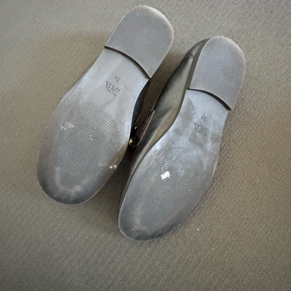 Zara Black Kids Loafers with Gold Hardware